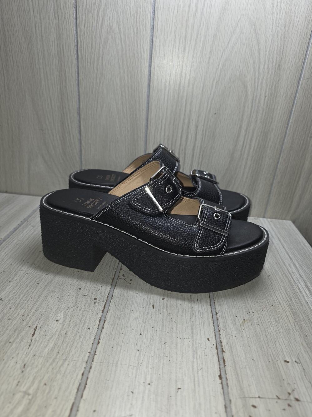 OASIS SOCIETY Chunky Y2K Style Gabriella Dual Buckle Lifted Sandal New Size 8